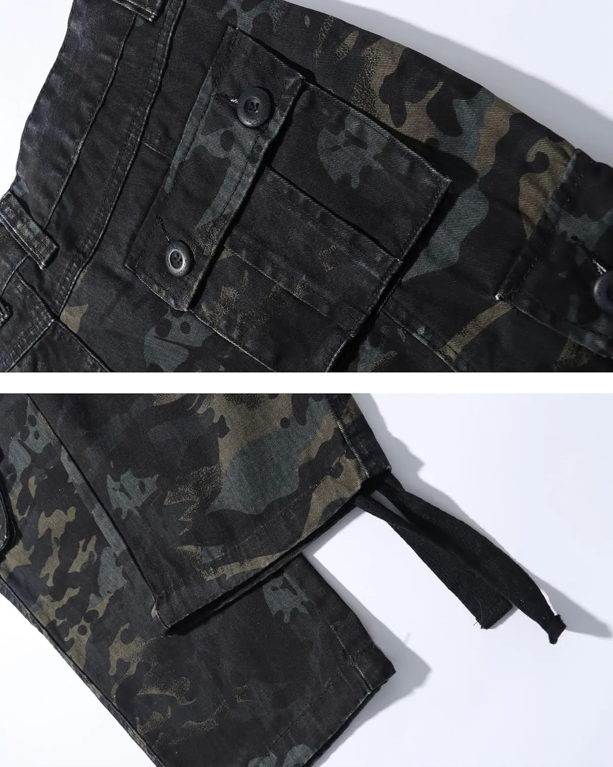 Cargo Pants for Men, Camo Pants Relaxed Fit Utility Hiking Pants, Ripstop Work Pants with 8 Pockets