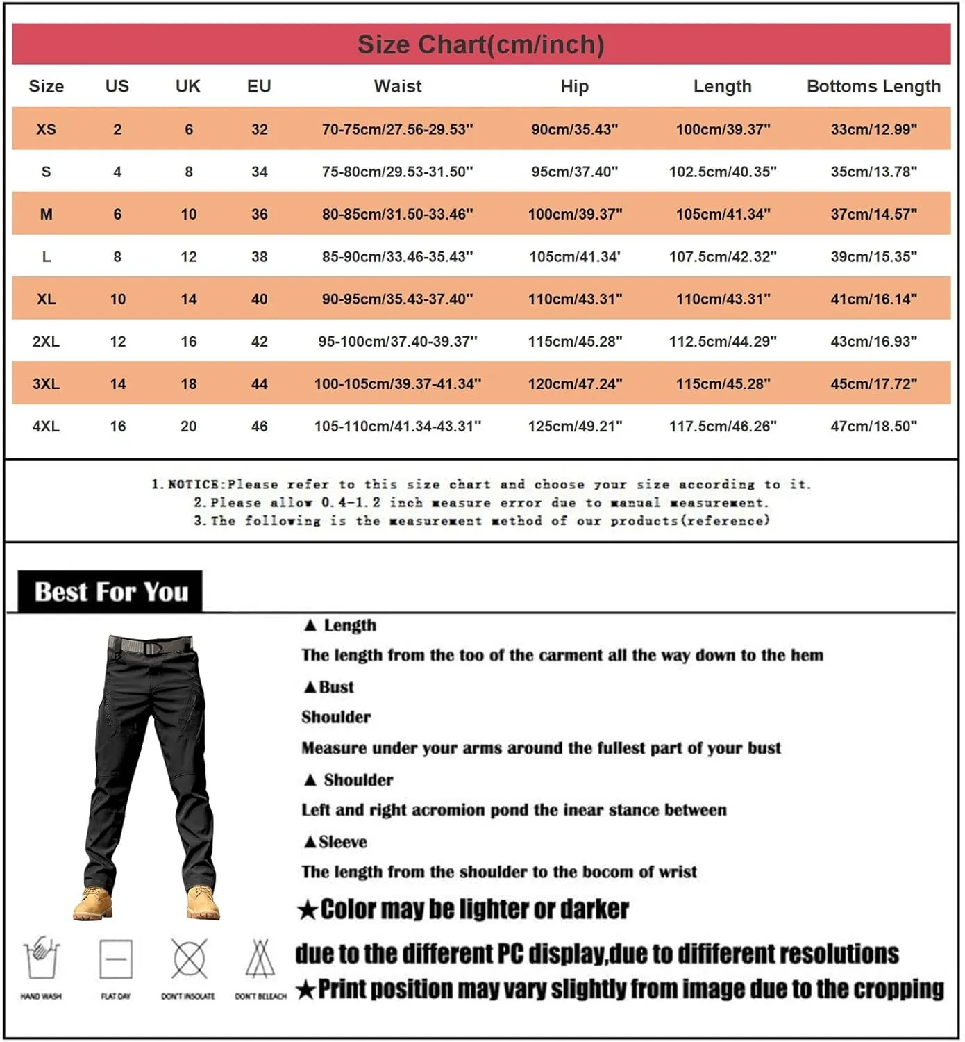 Cargo Pants for Men Tactical Pants Lightweight Outdoor Travel Pants Relaxed Fit Work Hiking Waterproof Pants Stretch