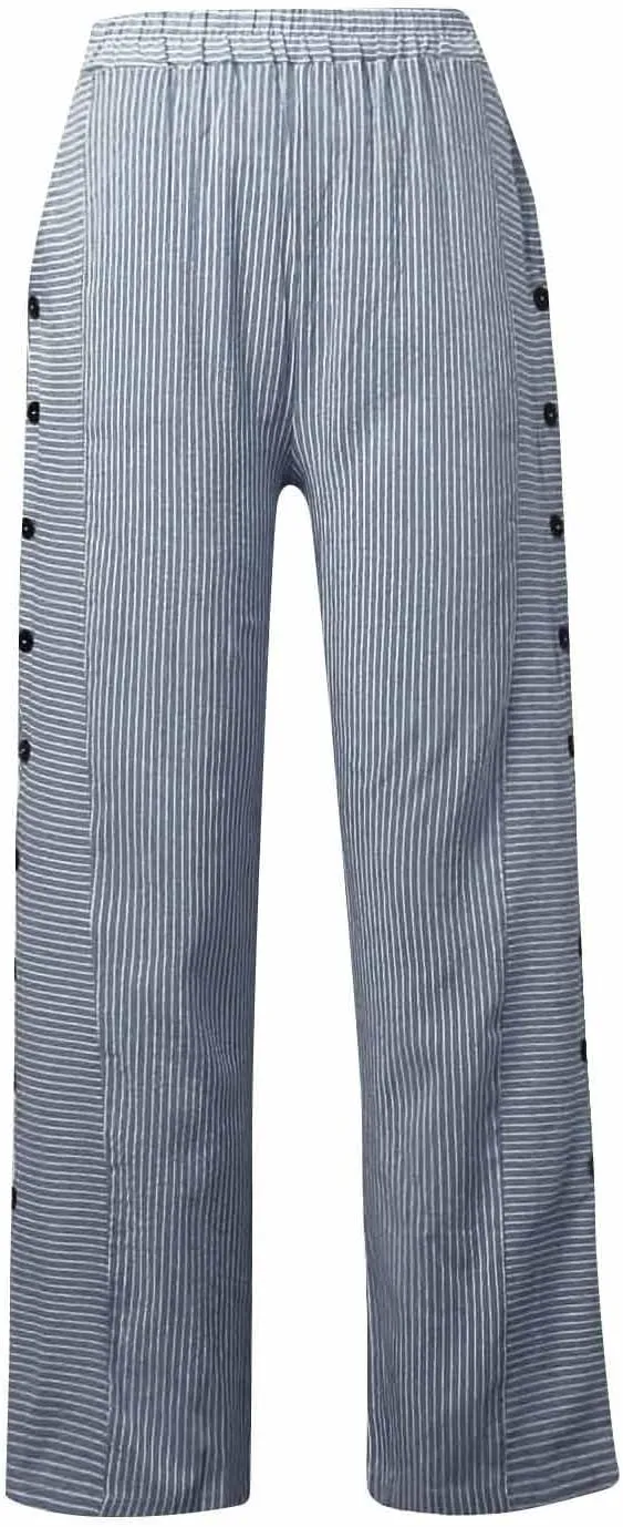 Casual Pants for Women High Waisted Striped Pants Pull On Trousers Pants Loose Straight Leg Cropped Pants with Pockets