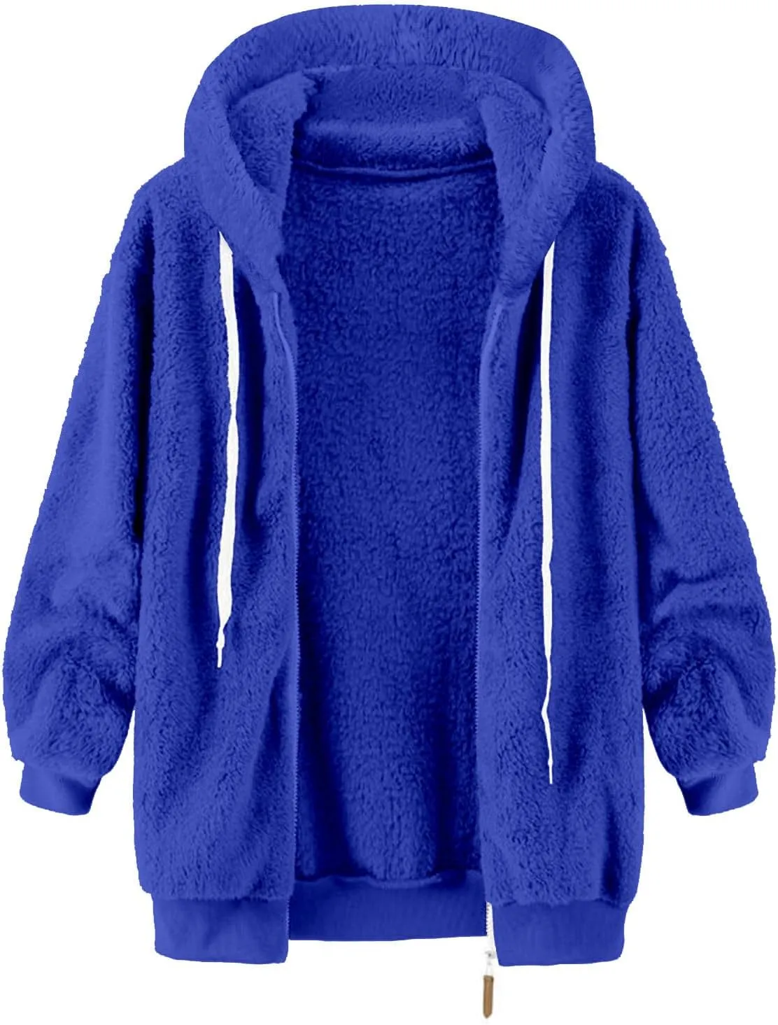 Ceboyel Teddy Coat For Women Hooded Fuzzy Sherpa Jacket Fleece Drawstring Zip Up Hoodie 2023 Trendy Winter Outerwear Clothes