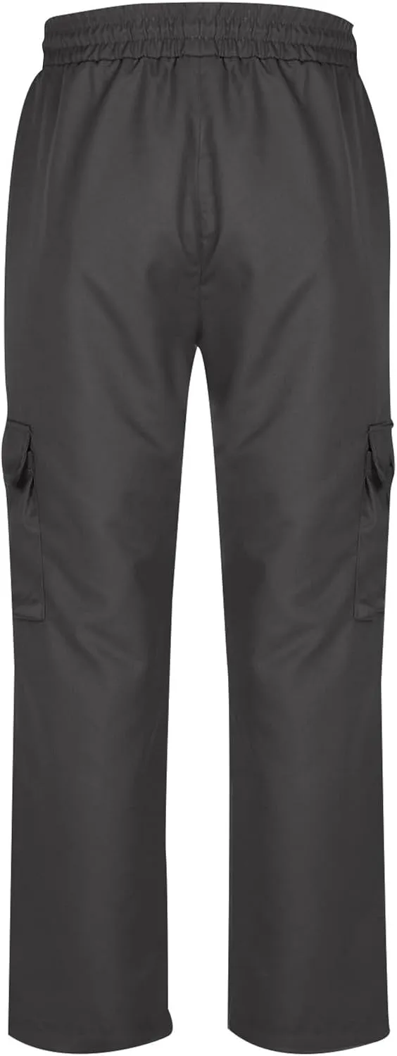 Chino Cargo Pants for Men Elastic Waist Work Pants Straight Leg Hiking Pants Drawstring Stretch Active Pants with Pockets