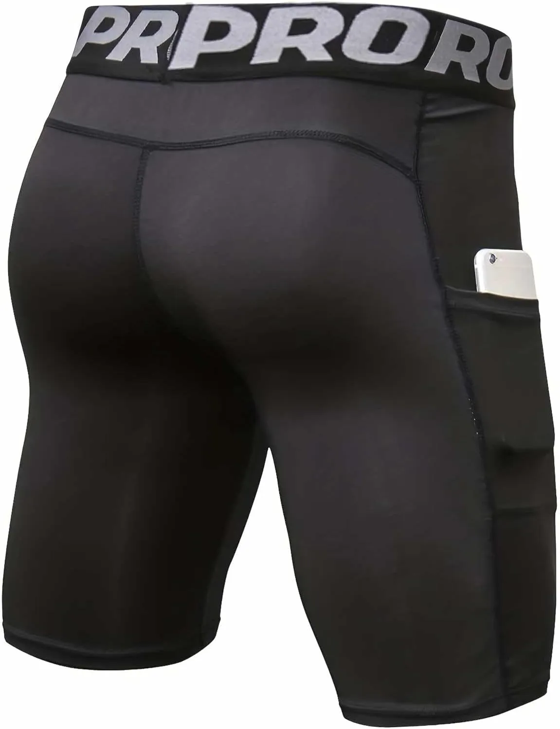 Compression Shorts Men with Pocket Sports Workout Athletic Running Underwear Cool Dry Baselayer Spandex Shorts