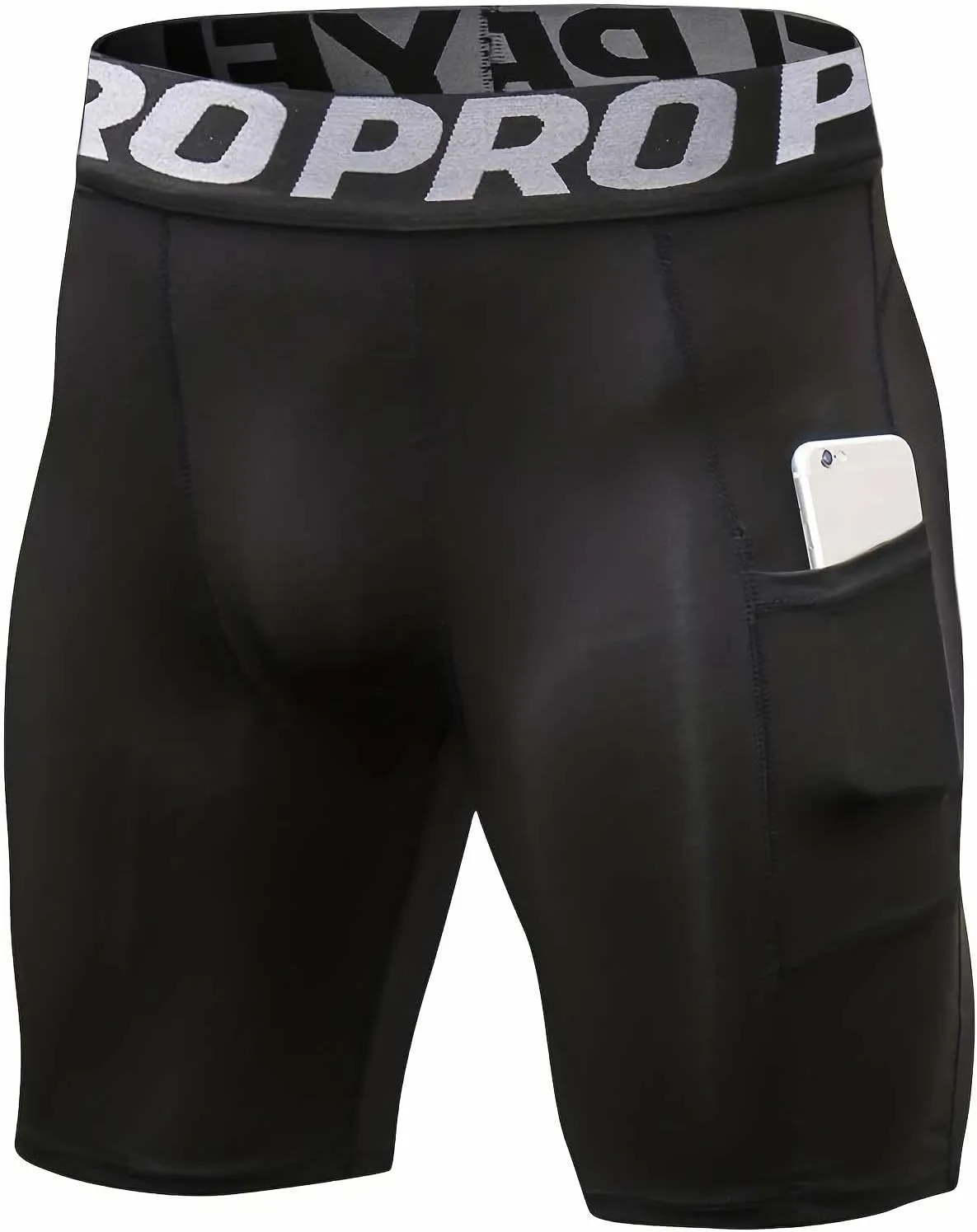Compression Shorts Men with Pocket Sports Workout Athletic Running Underwear Cool Dry Baselayer Spandex Shorts