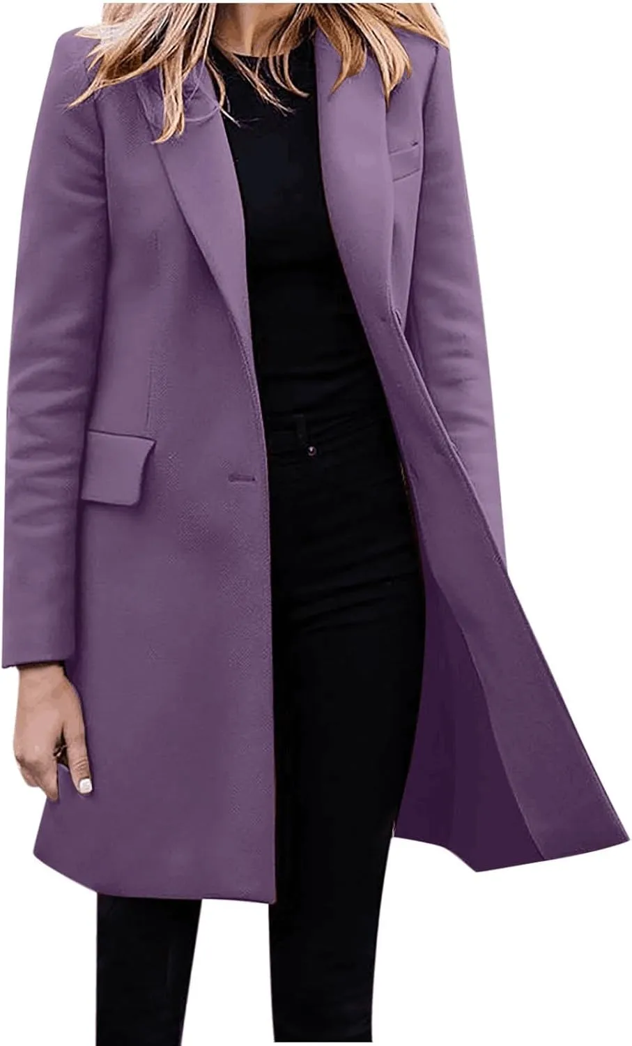 cooki Trench Coat Women 2024 Casual Winter Coats Lapel Cardigan Pea Coats Warm Overcoats Fall Long Blazer Jackets