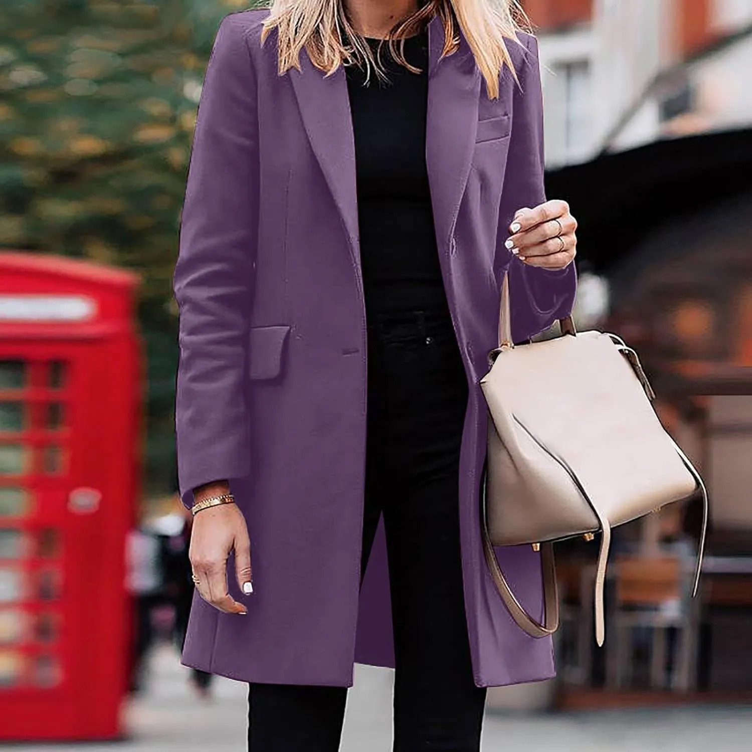 cooki Trench Coat Women 2024 Casual Winter Coats Lapel Cardigan Pea Coats Warm Overcoats Fall Long Blazer Jackets