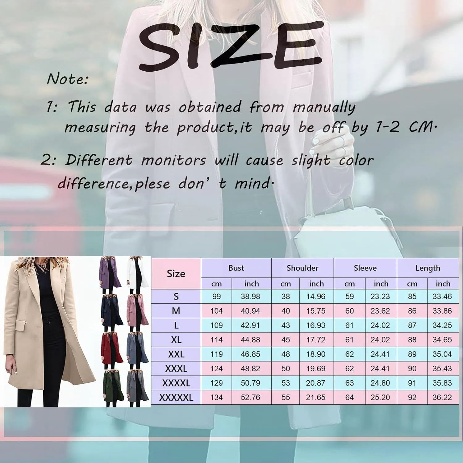 cooki Trench Coat Women 2024 Casual Winter Coats Lapel Cardigan Pea Coats Warm Overcoats Fall Long Blazer Jackets