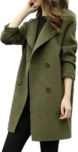 cooki Winter Coats for Women 2023 Trendy Wool Coat Women Windproof Fleece Winter Jackets Double Breasted Long Trench Coats