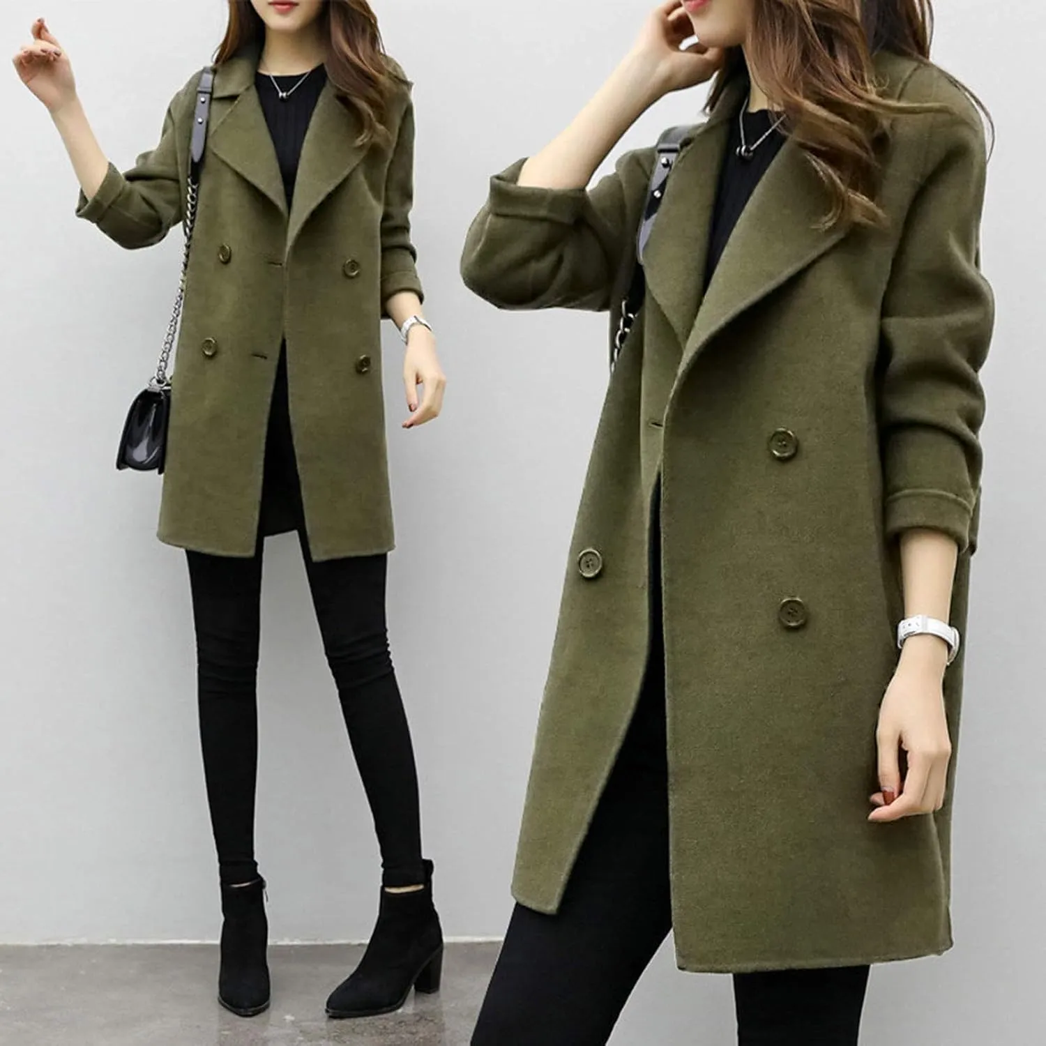 cooki Winter Coats for Women 2023 Trendy Wool Coat Women Windproof Fleece Winter Jackets Double Breasted Long Trench Coats