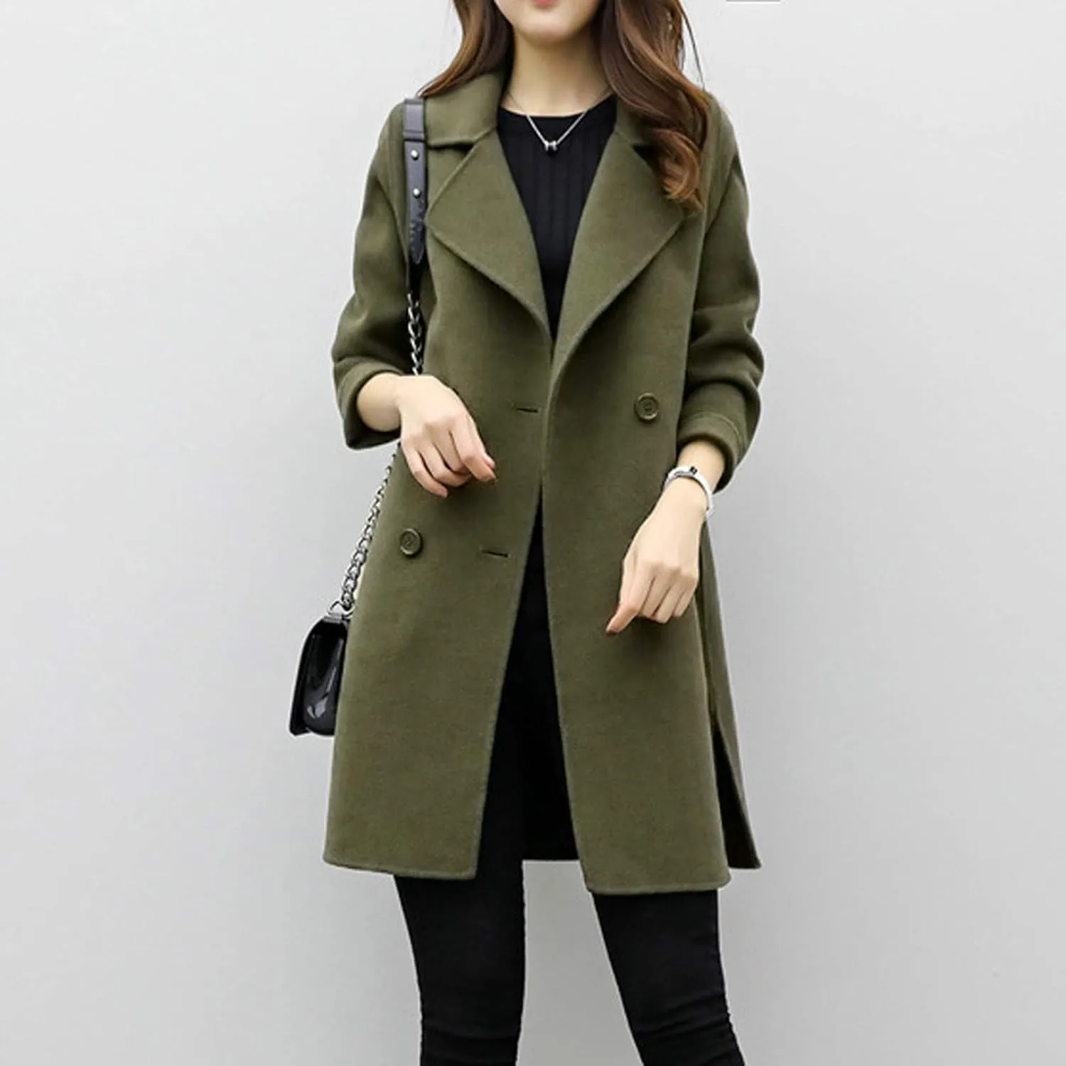 cooki Winter Coats for Women 2023 Trendy Wool Coat Women Windproof Fleece Winter Jackets Double Breasted Long Trench Coats