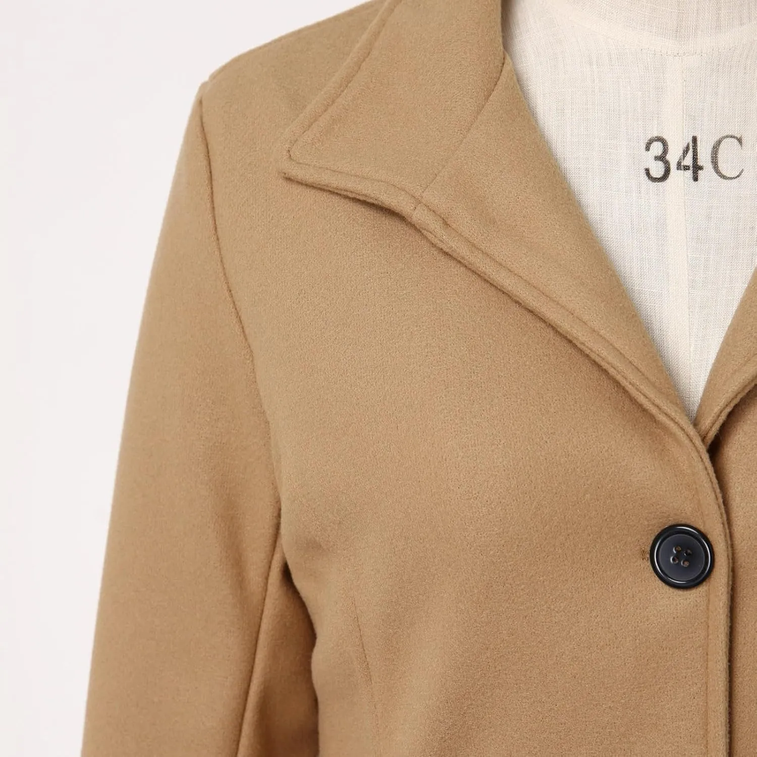 cooki Winter Coats for Women Lapel Single Breasted Pea Coats Women's Wool Blend Trench Coats Casual Button Down Jackets