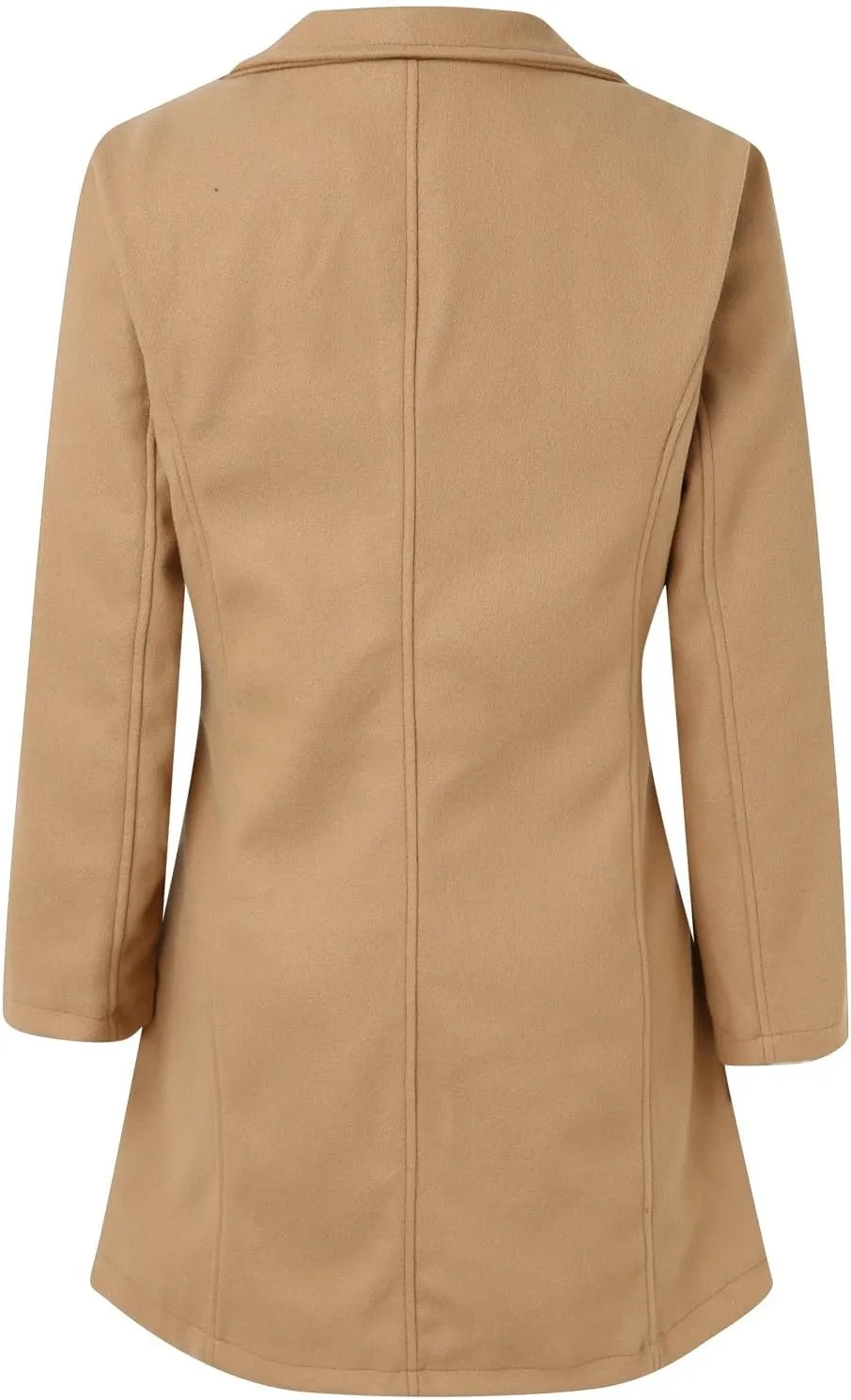 cooki Winter Coats for Women Lapel Single Breasted Pea Coats Women's Wool Blend Trench Coats Casual Button Down Jackets