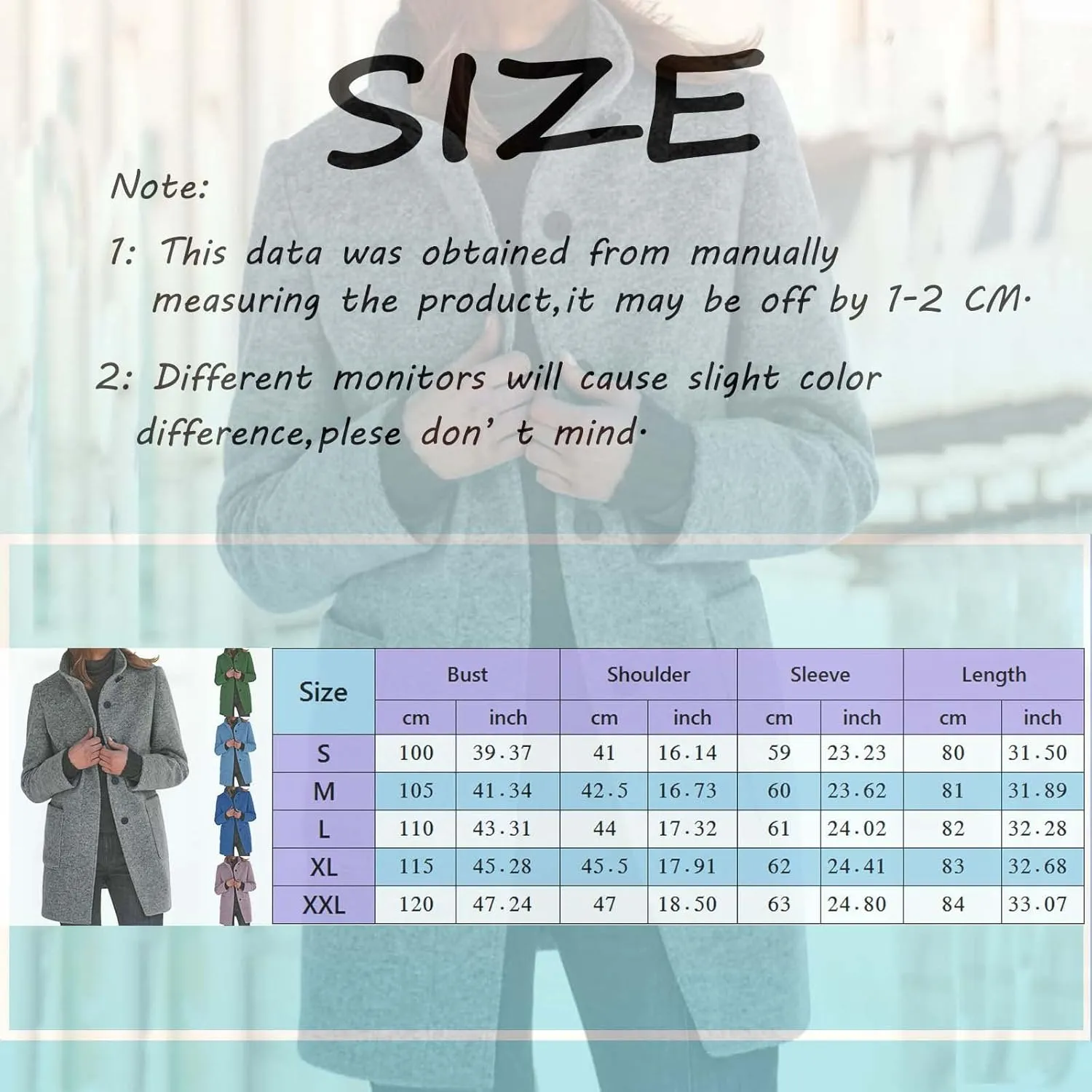 cooki Winter Coats for Women Stand Collar Single Breasted Wool Blend Long Pea Coats Casual Trench Coats Blazer Jackets