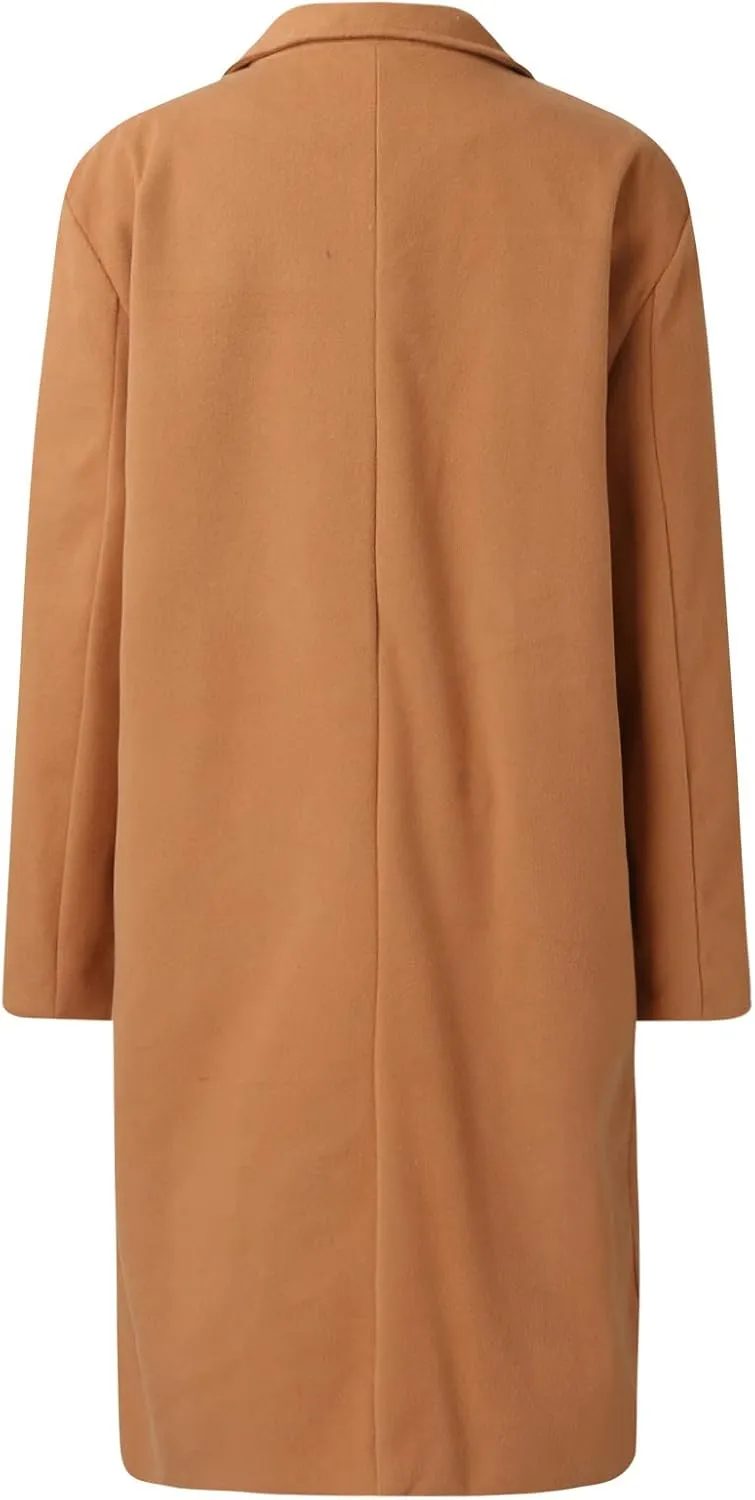 cooki Winter Coats Womens 2024 Trendy Long Trench Coat Lapel Wool Blend Pea Coats Warm Sherpa Jacket with Pockets