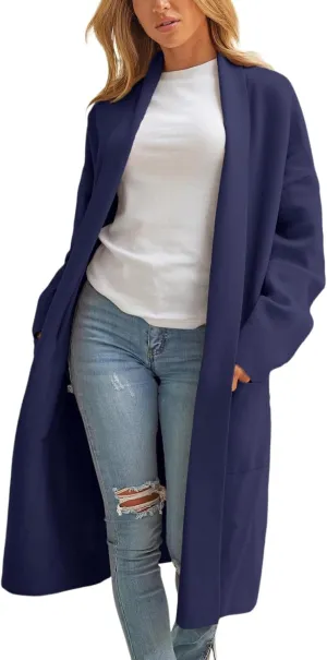 cooki Womens Coats Winter Sweater Cardigan Sweater Open Front Coats Wool Blend Trench Coats Casual Overcoats Long Soft Jacket