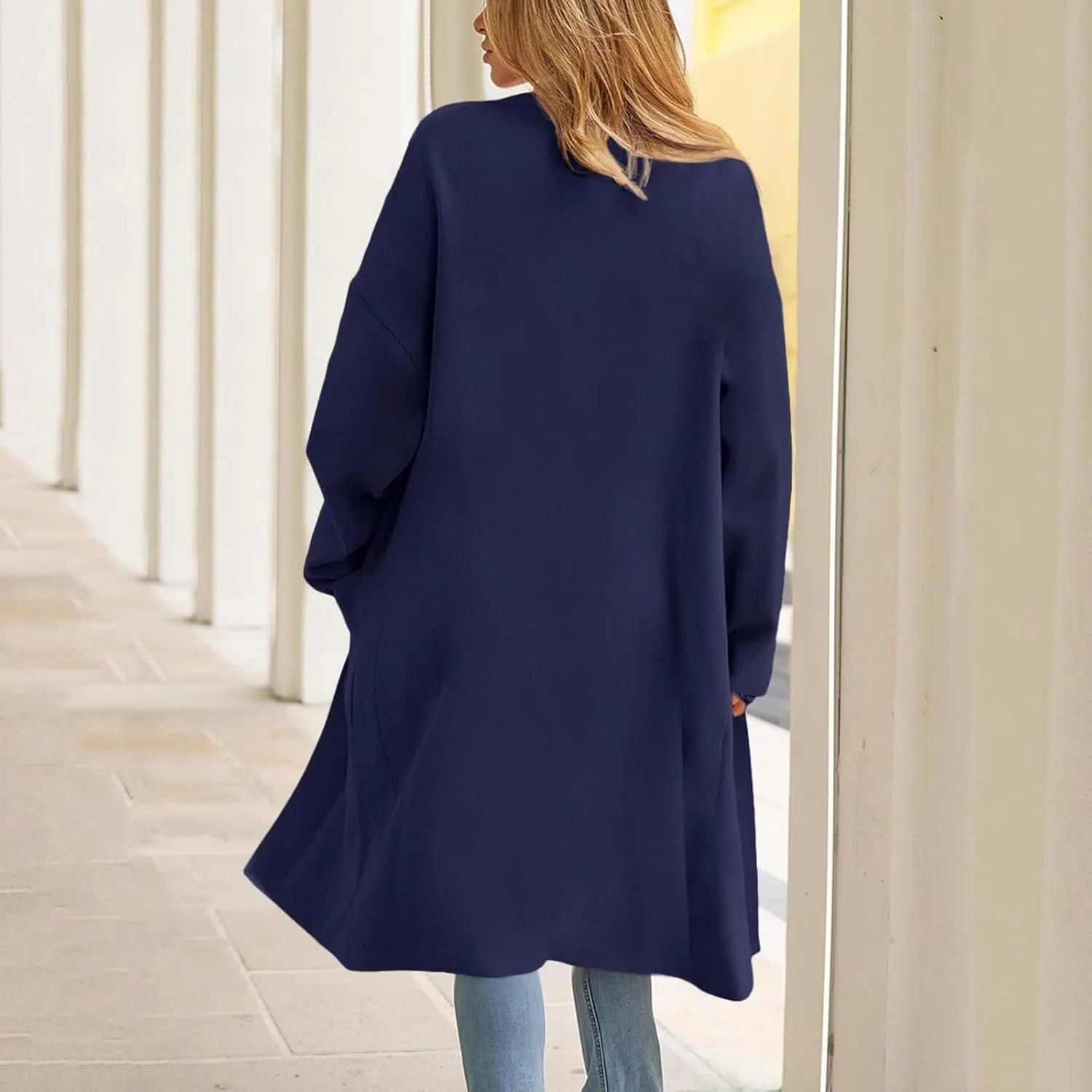 cooki Womens Coats Winter Sweater Cardigan Sweater Open Front Coats Wool Blend Trench Coats Casual Overcoats Long Soft Jacket