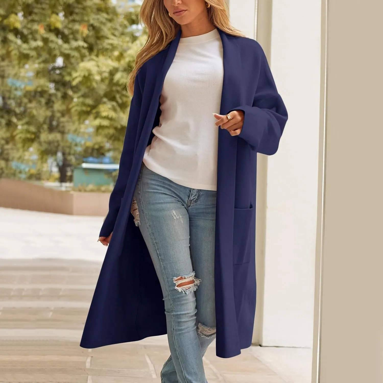 cooki Womens Coats Winter Sweater Cardigan Sweater Open Front Coats Wool Blend Trench Coats Casual Overcoats Long Soft Jacket