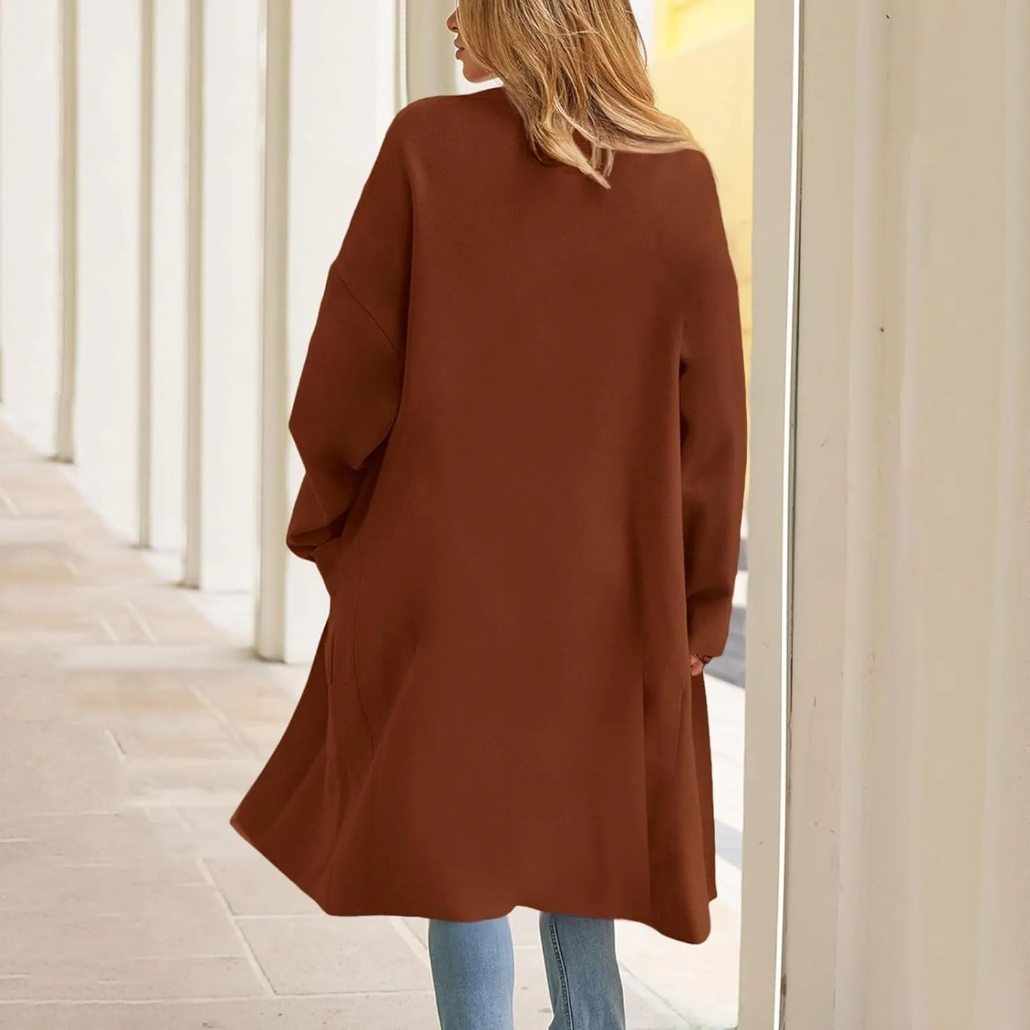 cooki womens winter coats Sweater Cardigan Sweater Open Front Coats Wool Blend Trench Coats Casual Overcoats Long Soft Jacket