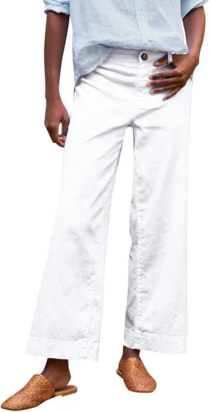 Cropped Linen Pants Women Elastic Waist Teacher Pants Lightweight Summer Comfy Capri Work Pants Loose Ankle Pants