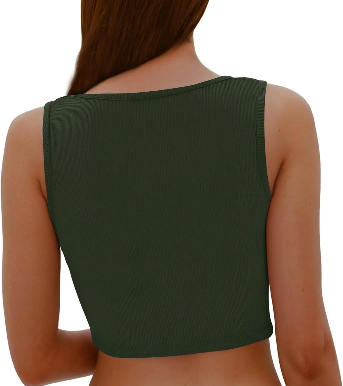Cute Ribbed Crop Tank Tops Women Sexy V Neck Sleeveless Tee Shirts Summer Casual Slim Fit Yoga Workout Basic Tanks