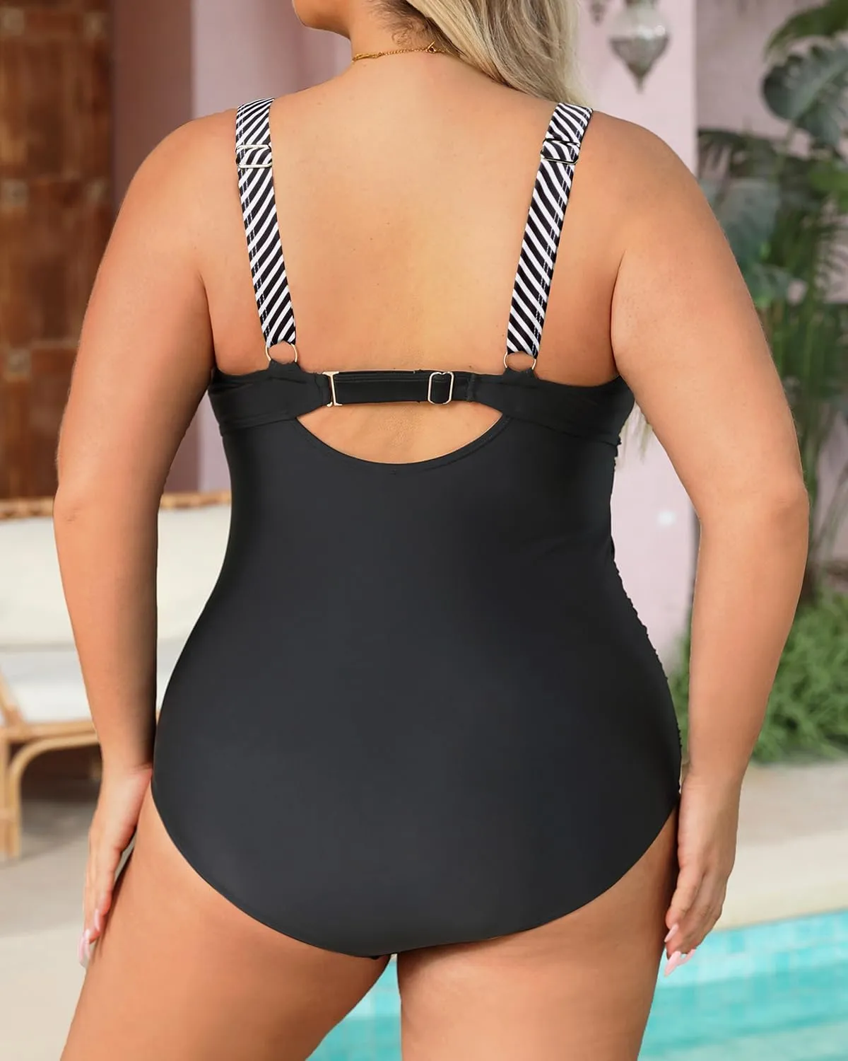 Daci Plus Size One Piece Swimsuits - Tummy Control Bathing Suit for Women Cutout Swimwear