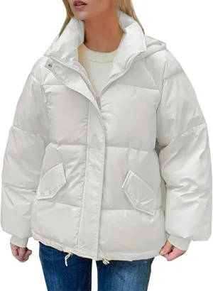 Day Clearance of The Deals Womens Rain Jacket with Hood Women Winter Jacket Hooded Puffer Jacket Women Winter Coat Jacket for Women Lightweight Packable Long Down Winter Coats for Women B-White