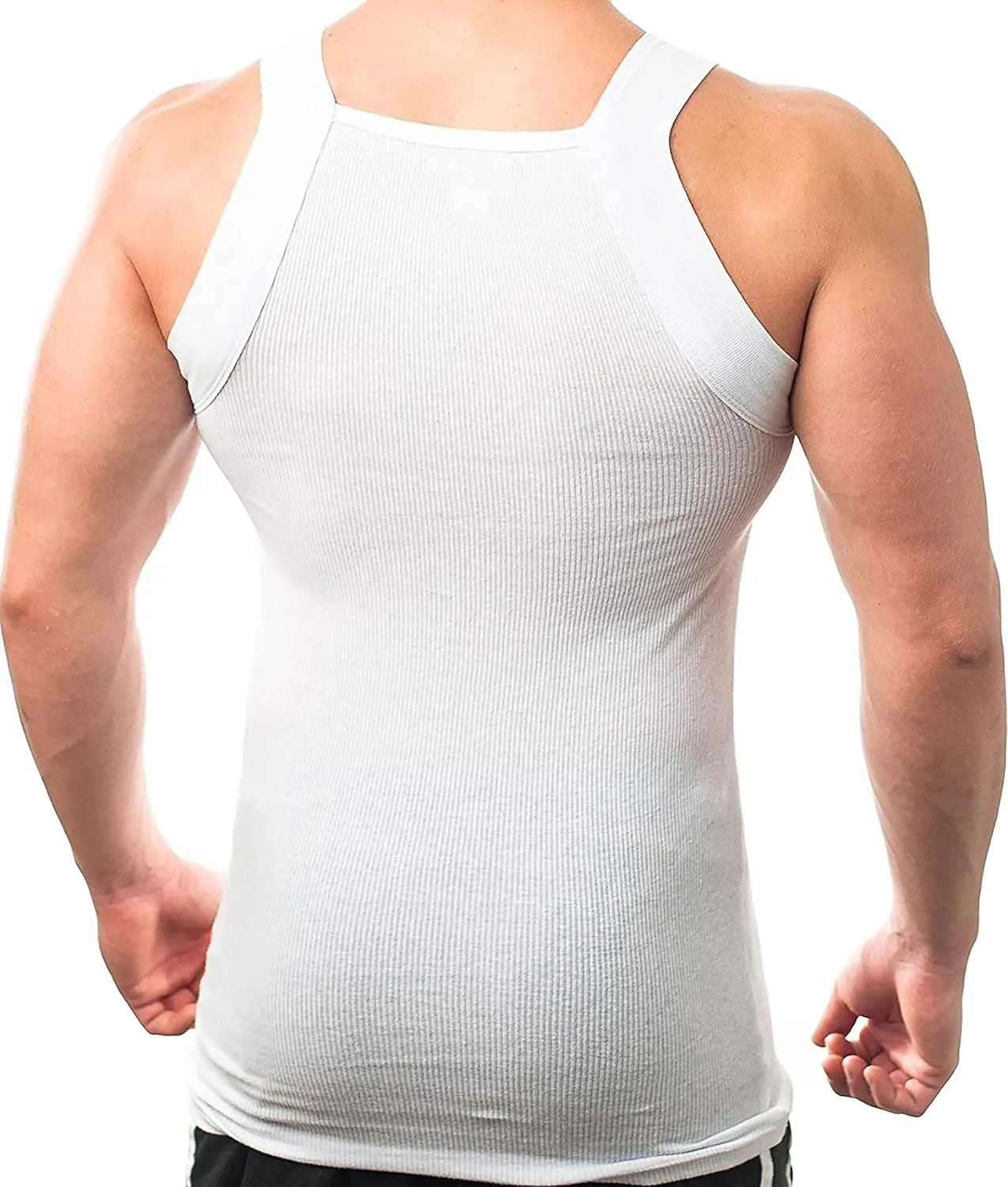 Different Touch Men's Ribbed Tank Tops Square Cut Muscle Ribbed Underwear Shirts