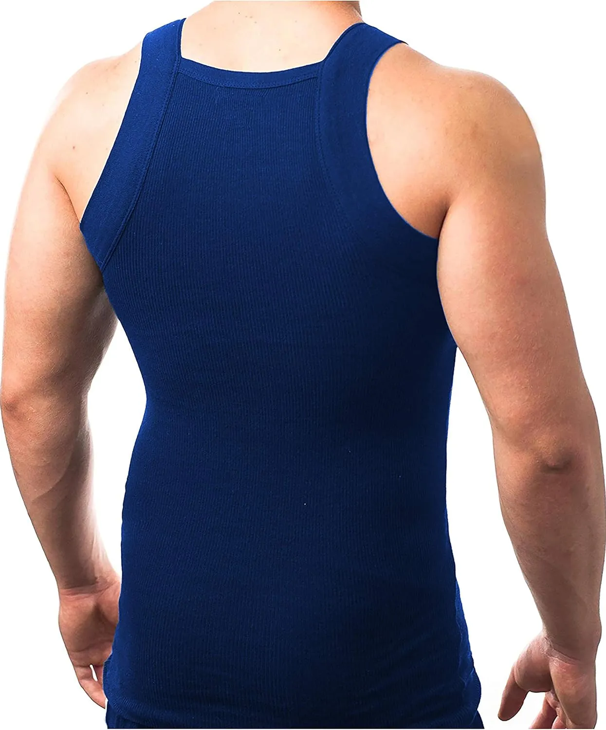 Different Touch Men's Ribbed Tank Tops Square Cut Muscle Ribbed Underwear Shirts