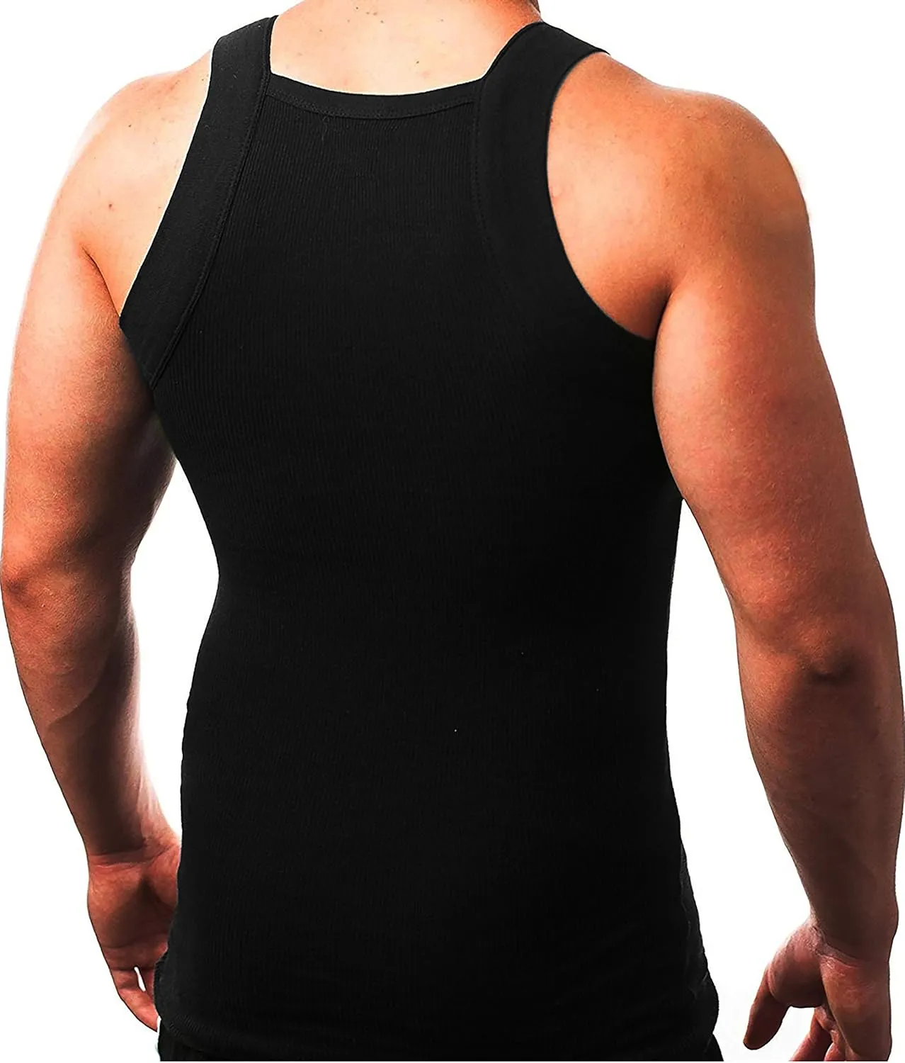 Different Touch Men's Ribbed Tank Tops Square Cut Muscle Ribbed Underwear Shirts