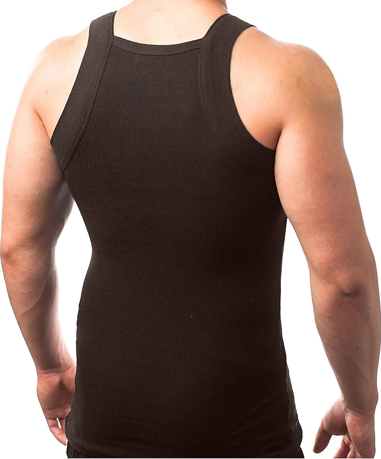 Different Touch Men's Ribbed Tank Tops Square Cut Muscle Ribbed Underwear Shirts