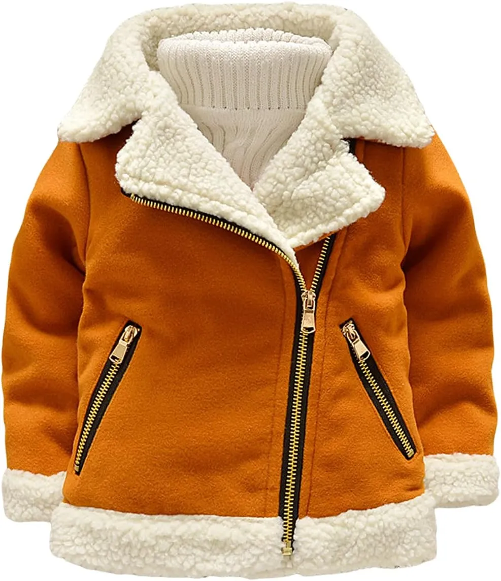 EISHOW Baby Girls Boys Winter Fleece Coat Little Kids Fuzzy Faux Shearling Zipper Jacket Warm Hooded Outwear Winter Outfits