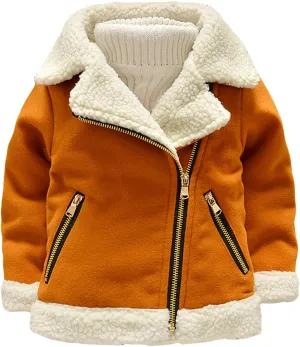 EISHOW Baby Girls Boys Winter Fleece Coat Little Kids Fuzzy Faux Shearling Zipper Jacket Warm Hooded Outwear Winter Outfits