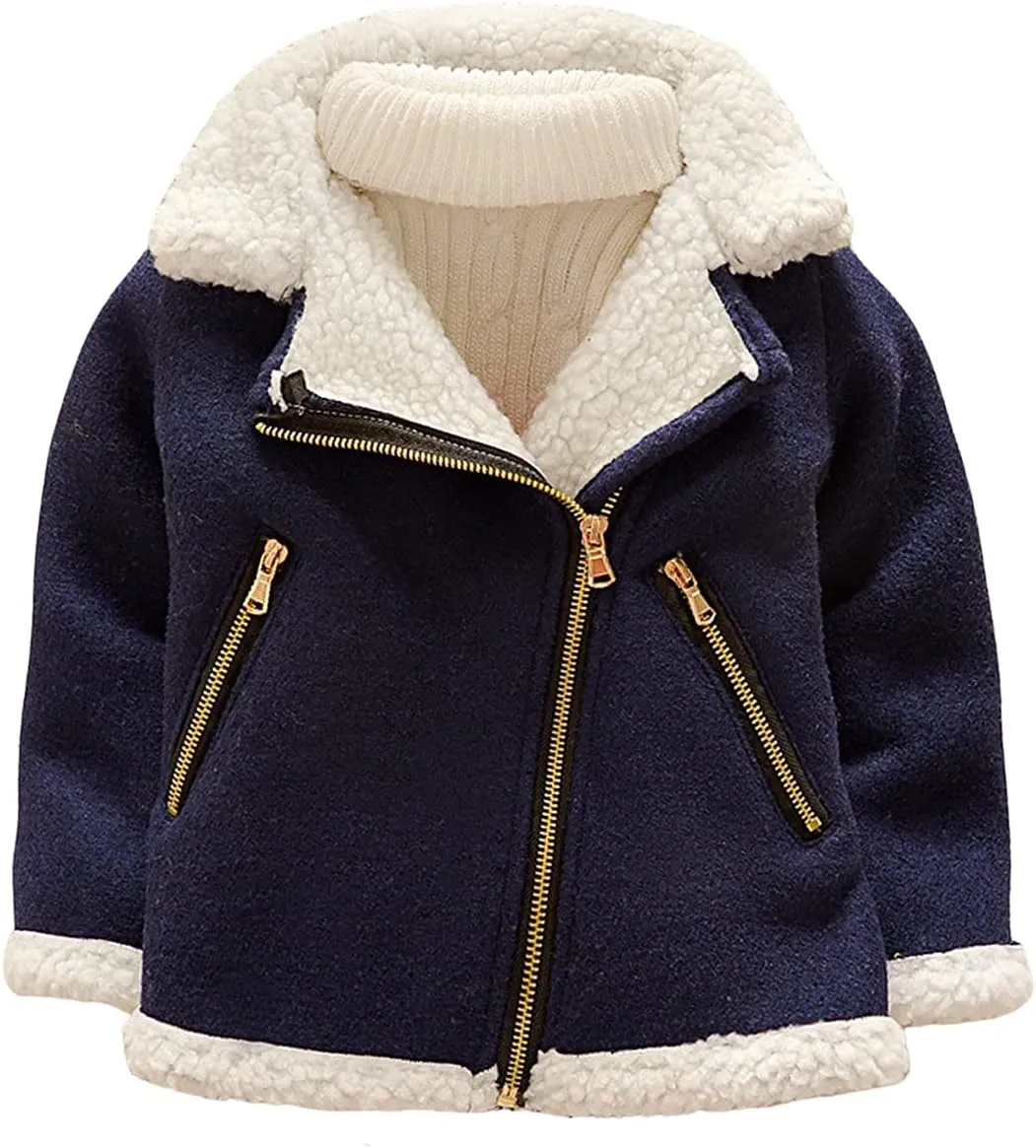EISHOW Baby Girls Boys Winter Fleece Coat Little Kids Fuzzy Faux Shearling Zipper Jacket Warm Hooded Outwear Winter Outfits