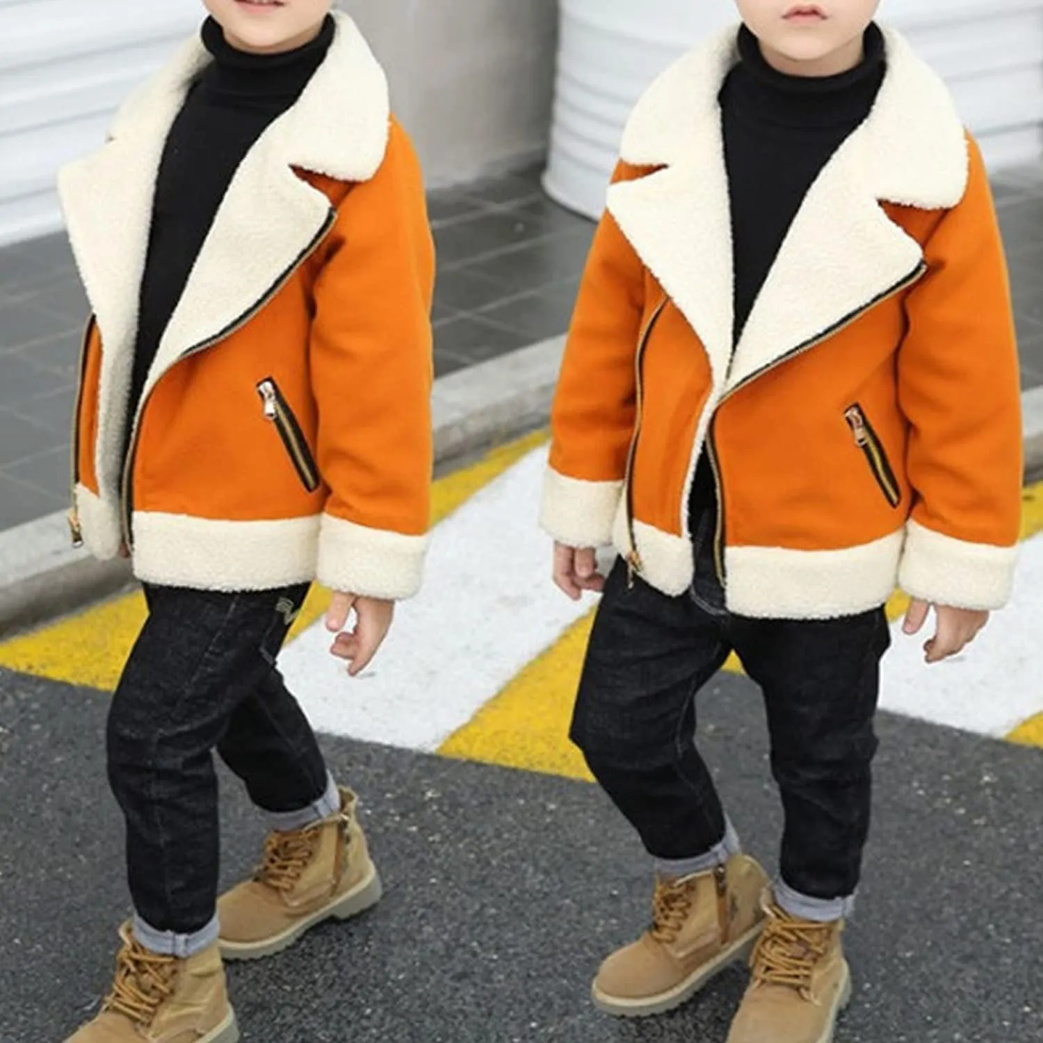 EISHOW Baby Girls Boys Winter Fleece Coat Little Kids Fuzzy Faux Shearling Zipper Jacket Warm Hooded Outwear Winter Outfits
