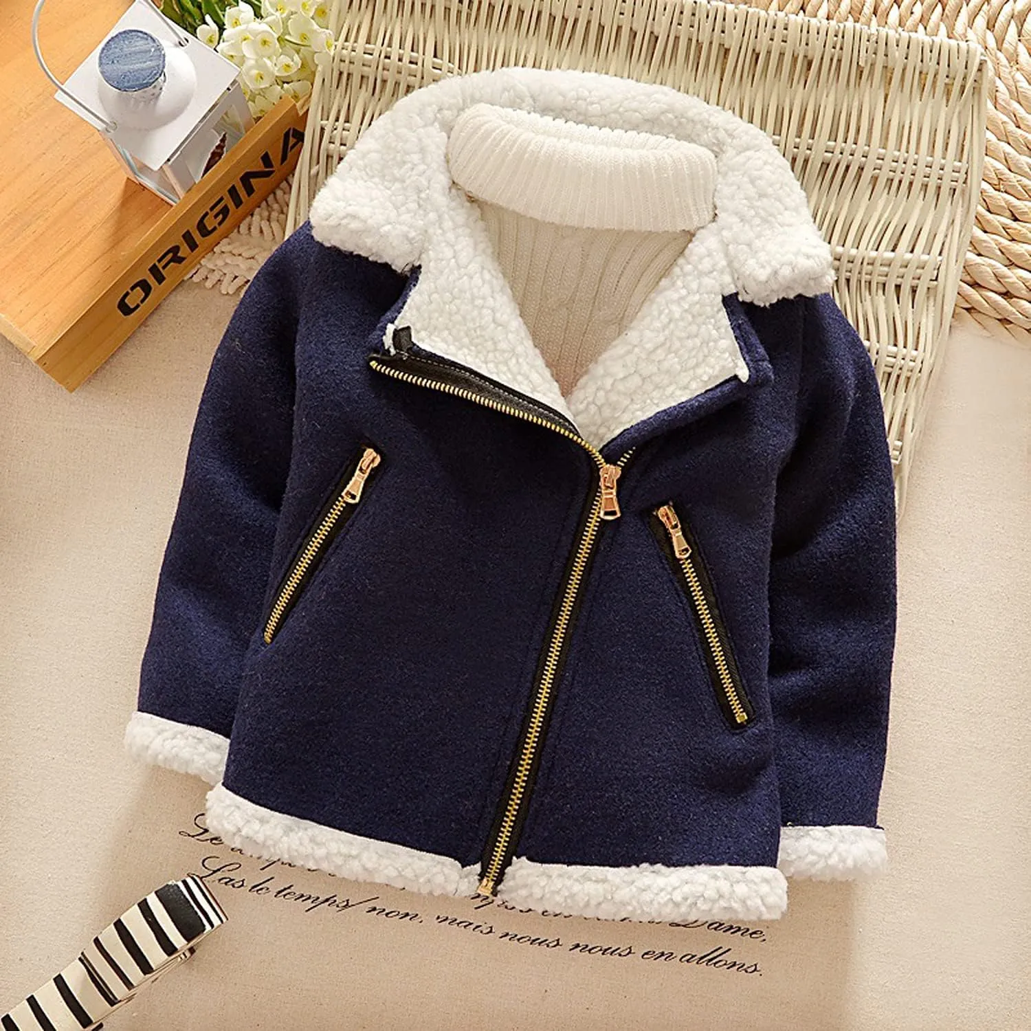 EISHOW Baby Girls Boys Winter Fleece Coat Little Kids Fuzzy Faux Shearling Zipper Jacket Warm Hooded Outwear Winter Outfits