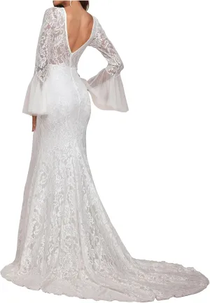 Ever-Pretty Women Sweetheart Illusion Neckline Lace Applique Bodycon Mermaid Wedding Dress 90354