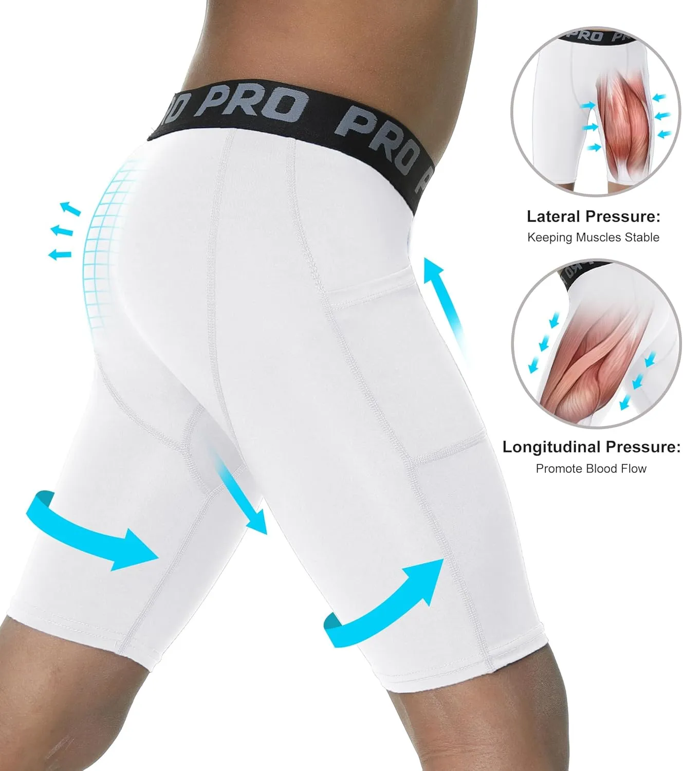EXARUS Youth Boys Compression Shorts Side Pocket Performance Athletic Base Layers Underwear Running Sports Soccer