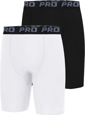 EXARUS Youth Boys Compression Shorts Side Pocket Performance Athletic Base Layers Underwear Running Sports Soccer