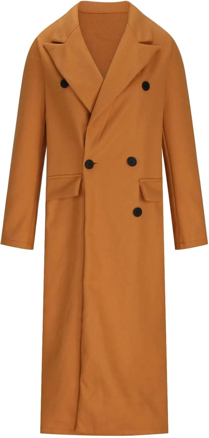 Fall Wool Coats for Women 2024 Casual Notch Lapel Single-Breasted Trench Coats Wool Blend Warm Winter Pea Coats