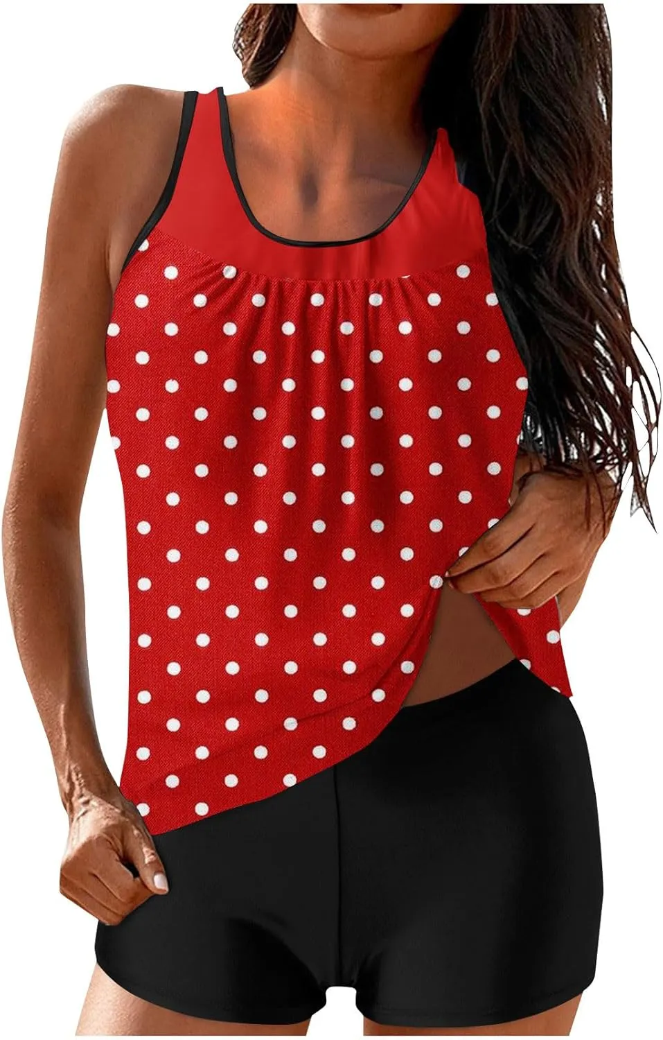 fartey Womens Bathing Suits Two Piece Tank Tops Boyshorts Swimsuits High Waist Tummy Control Floral Print Tankini Swimwear