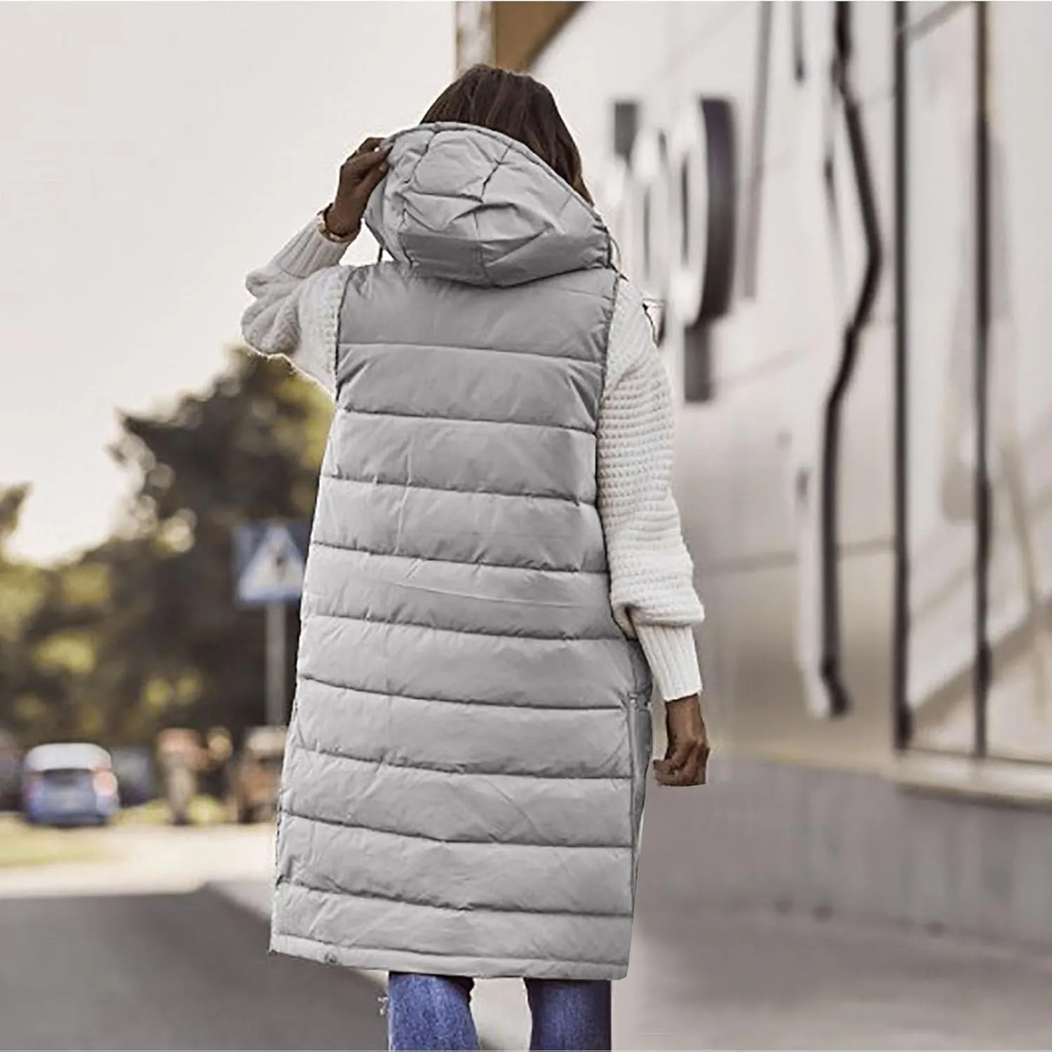 Fashion Sleeveless Puffer Jacket Winter Vest Coats for Women Plain Quilted Down Jackets Plus Size Outerwear
