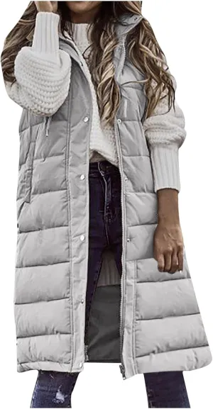Fashion Sleeveless Puffer Jacket Winter Vest Coats for Women Plain Quilted Down Jackets Plus Size Outerwear