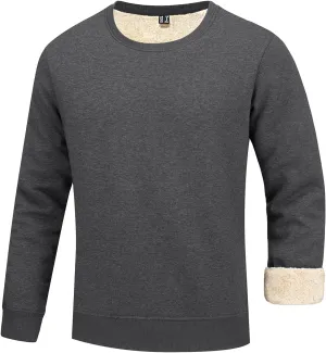 FASKUNOIE Men's Fleece Sweatshirts Warm Sherpa Lined Heavy Thicken Underwear Winter Crewneck Pullover Tops Shirts