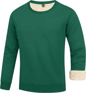 FASKUNOIE Men's Fleece Sweatshirts Warm Sherpa Lined Heavy Thicken Underwear Winter Crewneck Pullover Tops Shirts