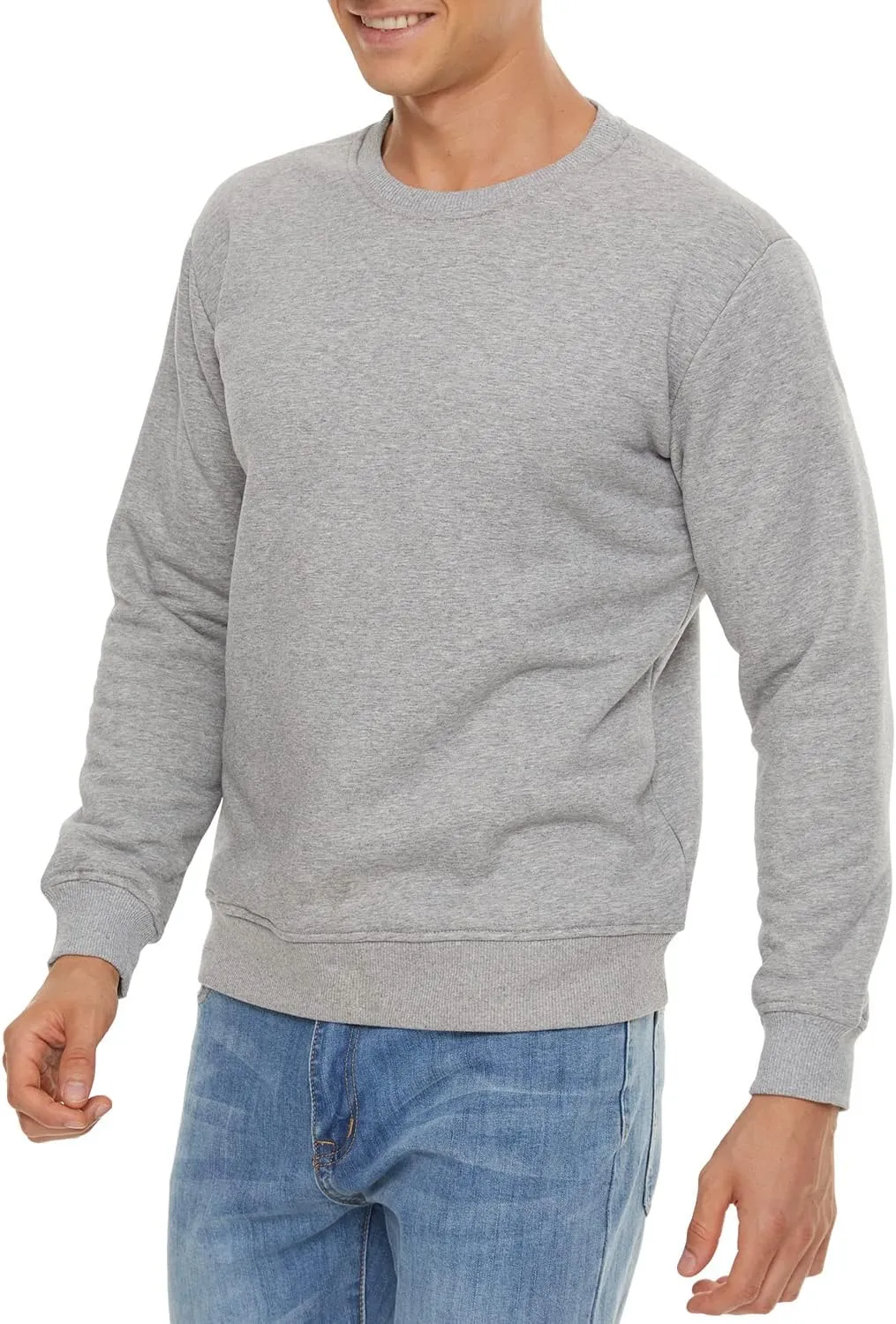 FASKUNOIE Men's Fleece Sweatshirts Warm Sherpa Lined Heavy Thicken Underwear Winter Crewneck Pullover Tops Shirts
