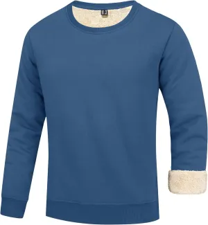 FASKUNOIE Men's Fleece Sweatshirts Warm Sherpa Lined Heavy Thicken Underwear Winter Crewneck Pullover Tops Shirts