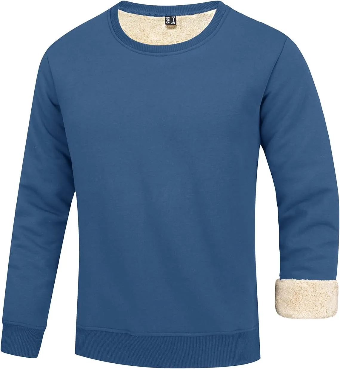 FASKUNOIE Men's Fleece Sweatshirts Warm Sherpa Lined Heavy Thicken Underwear Winter Crewneck Pullover Tops Shirts