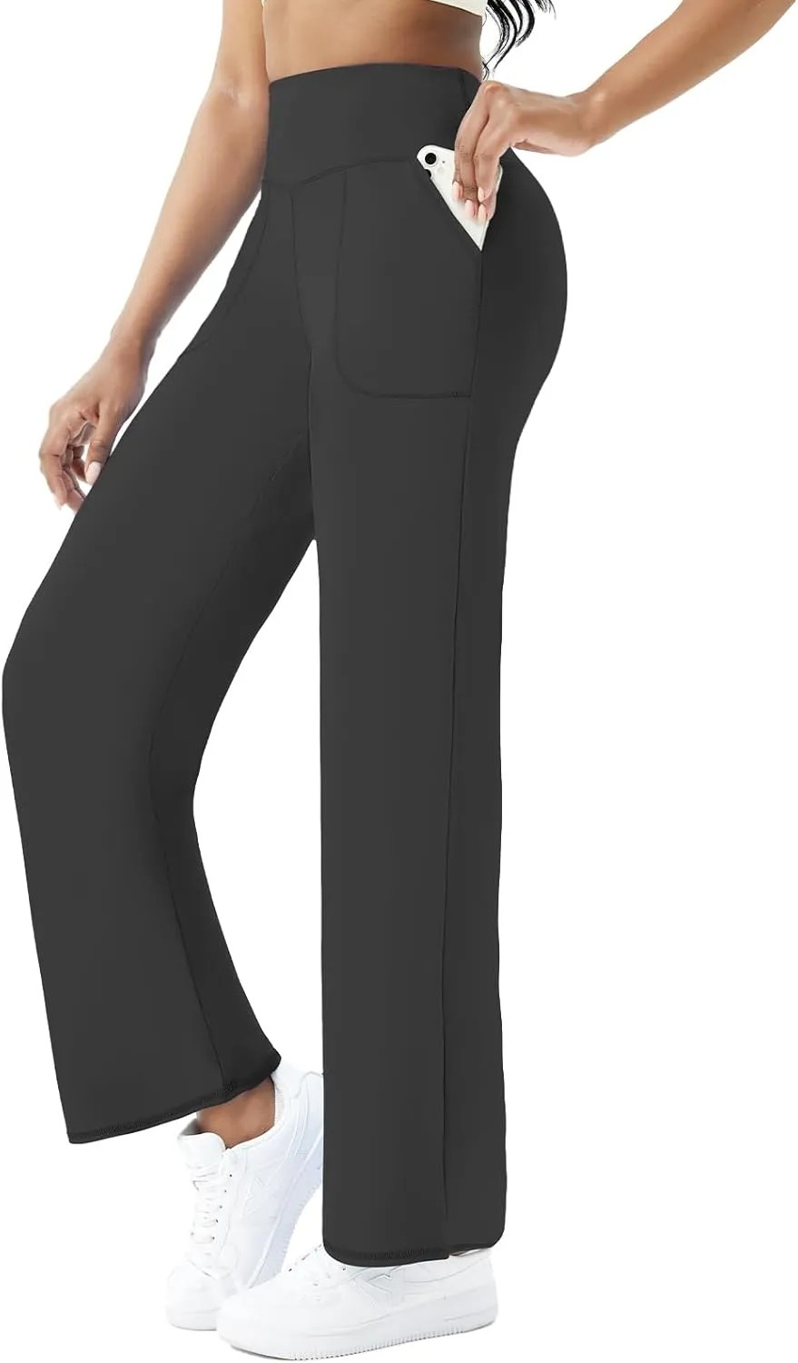 FireSwan Wide Leg Yoga Pants Women Stretch Dress Lounge Pants with Pockets High Waisted Loose Casual Trousers