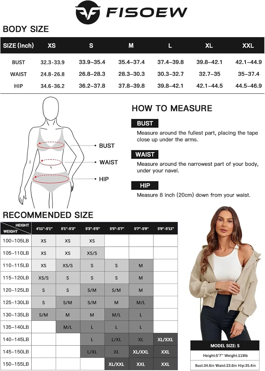 Fisoew Women's Crop Zip Up Hoodies Casual Long Sleeve Hooded Cropped Sweatshirts with Pockets