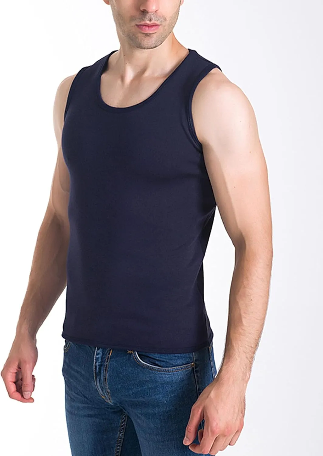 Flygo 2 Pack Thermal Tank Top Men Cotton Winter Warm Fleece Lined Underwear Sleeveless Vest Undershirt
