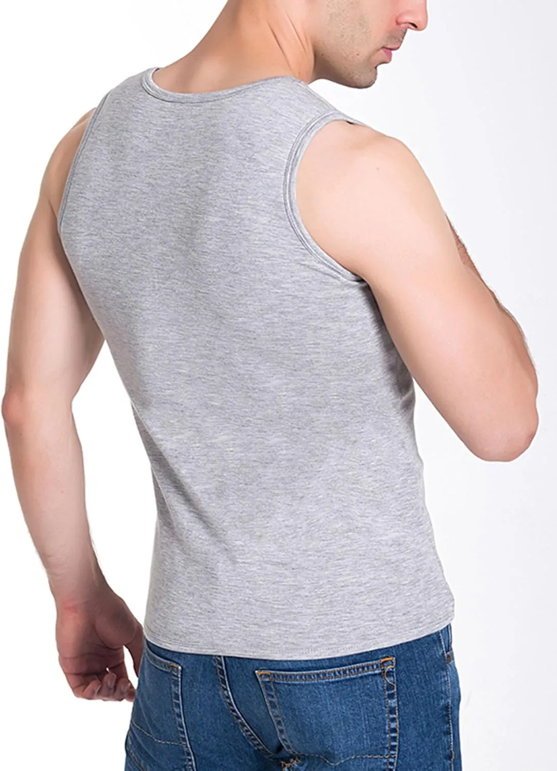 Flygo 2 Pack Thermal Tank Top Men Cotton Winter Warm Fleece Lined Underwear Sleeveless Vest Undershirt
